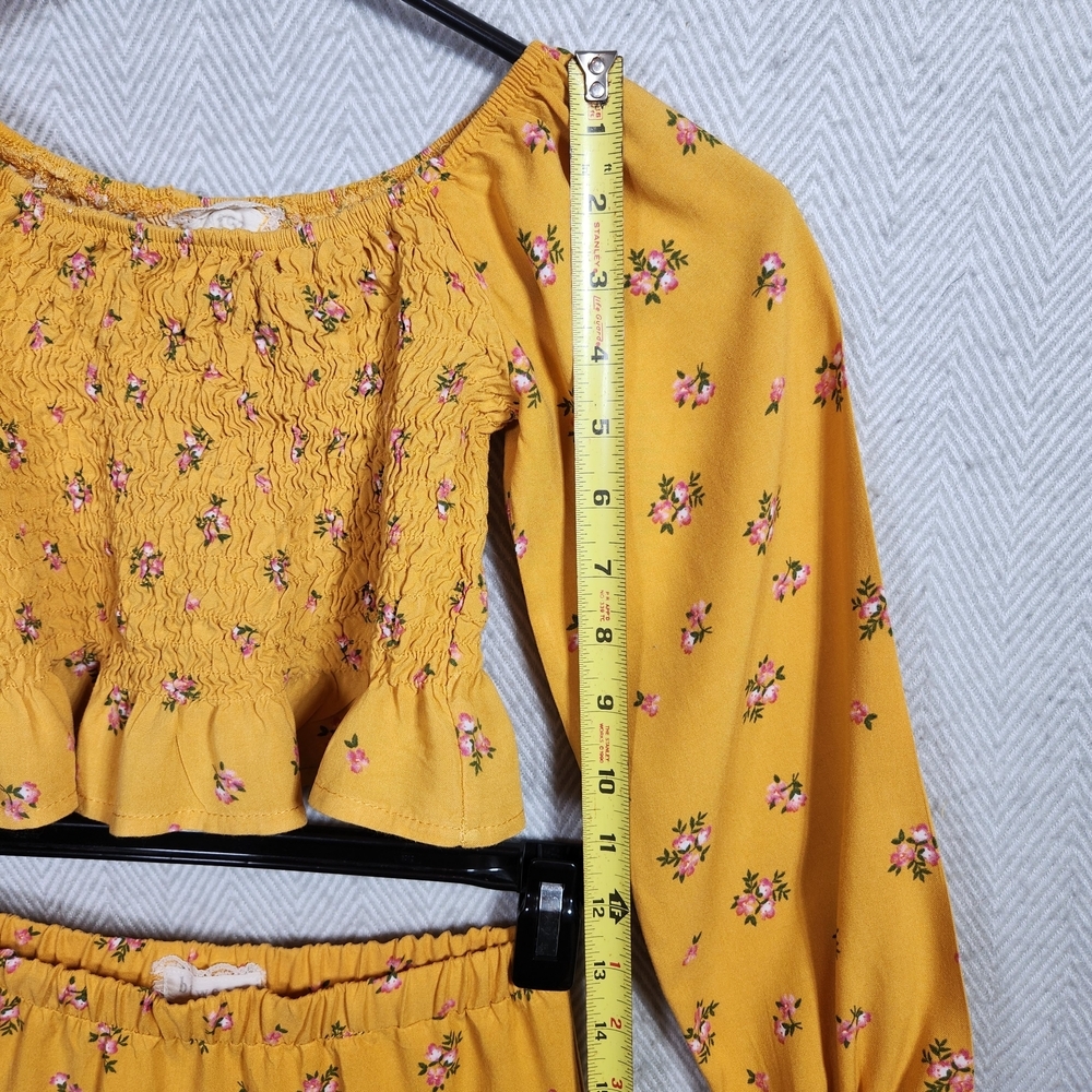 Btween Girls 8 Floral Yellow With Pink Two-Piece Set Top And Skirt - Picture 5 of 11